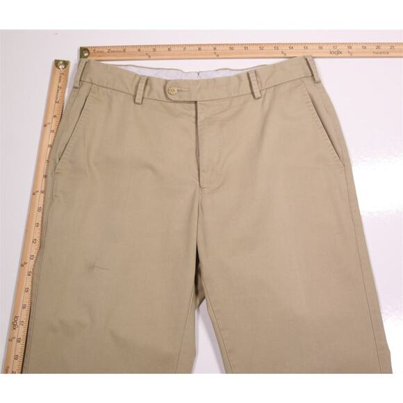 Peter Millar Men's Khaki Tan Flat Front Cotton Chino Pants 32x28 - Picture 4 of 7